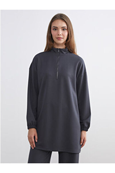 LC Waikiki Arti-Store Women's Sweatshirt Tunic with Stand-Up Collar and Half-...