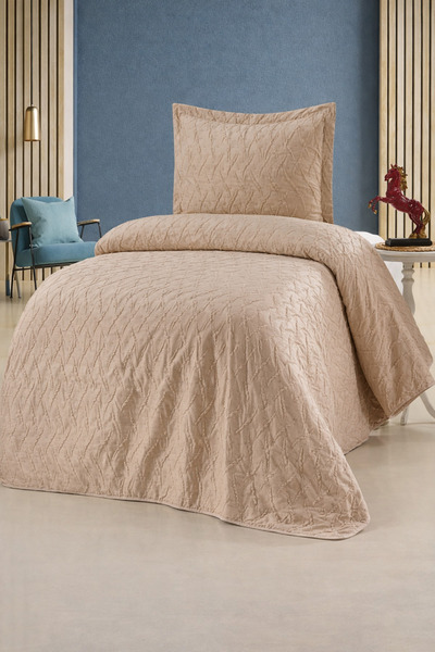Bikaya Home Zara Single Velvet Bedspread Set |   180X240 cm |   Soft Textured...