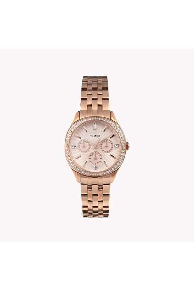 Timex Women's Rose Gold-Tone Watch, Black Dial | Tw2w17800