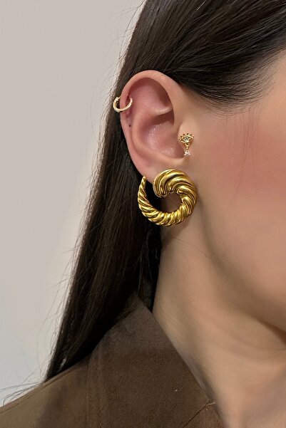 Okko Store Steel Serrated Spiral 2-Piece Earrings