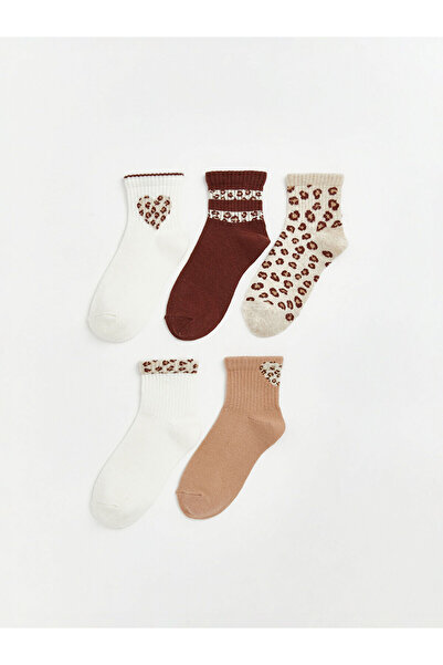 LC Waikiki Ecru Patterned Girl's Socks 5-Piece