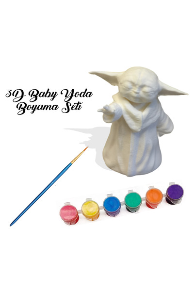 sardes tasarım Baby Yoda 3D Figür Boyama Kiti – 5 Renk Boya + Fırça, Eğitici ...