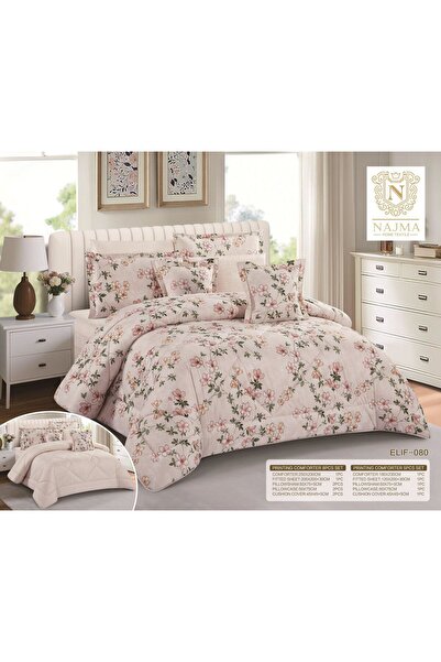 NAJMA Milano Elegant Summer Bedspread, Double Size, Floral Pattern, 8 Pieces ...