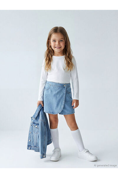 LC Waikiki Sparkling Choices Girls' Jean Shorts Skirt from Shining Store