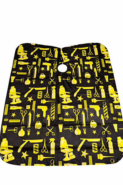 OEM Professional Barbershop Cape, Waterproof, Black with Yellow Print