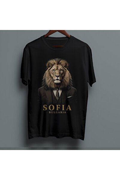 TİMİSİVA Unisex Oversized Sanatsal Printed Crew Neck Short Sleeve Black T-Shirt