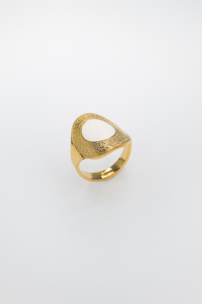 Stella Fortis خاتم فولاذي بيضاوي الشكل مع حجر طبيعي - فولاذ مقاوم للصدأ مع حج...