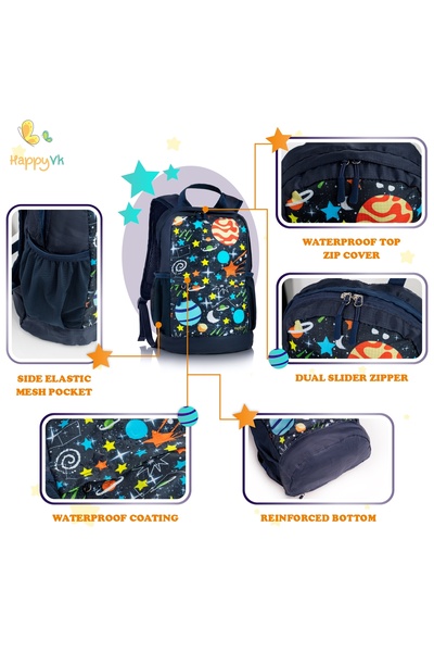HappyVk Rucsac sport pliabil pentru copii 2-6 ani - Albastru - Design Galaxy
