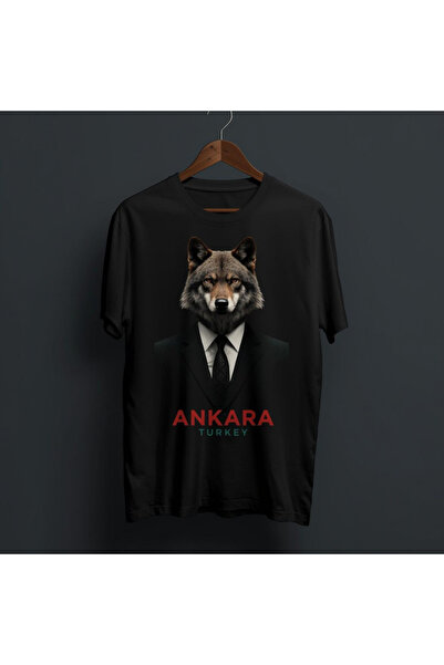 TİMİSİVA Unisex Oversized Sanatsal Printed Crew Neck Short Sleeve Black T-Shirt