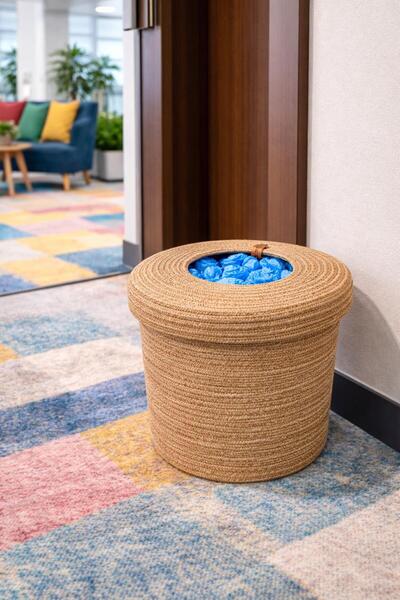 NuaCraft صندوق جالوسيه من القش الأسود بغطاء وسلة للنفايات الجافة وسلة للجوارب...