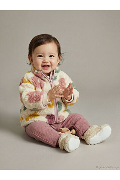 LC Waikiki Rmz Gi̇yi̇m Farkiyla Hakim Roba Floral Baby Girl Plush Cardigan