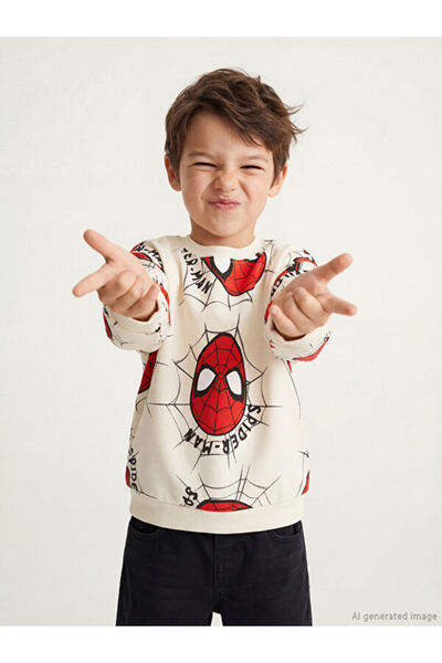 LC Waikiki Sweatshirt pentru băieți cu imprimeu Spiderman Zero Roba Collar, C...