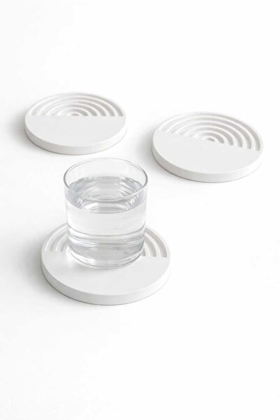 Karra Art قواعد أكواب خرسانية عصرية |   طقم سوبرا وقاعدة طاولة مزخرفة (3 قطع)