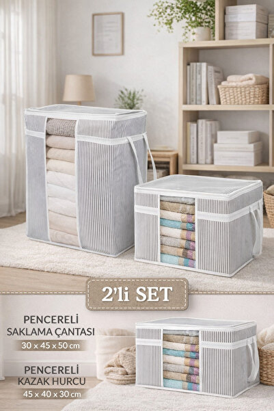 PONÇİK BEBEK 2’li Set – Pencereli Kıyafet Saklama Düzenleme Çantası & Çok Ama...