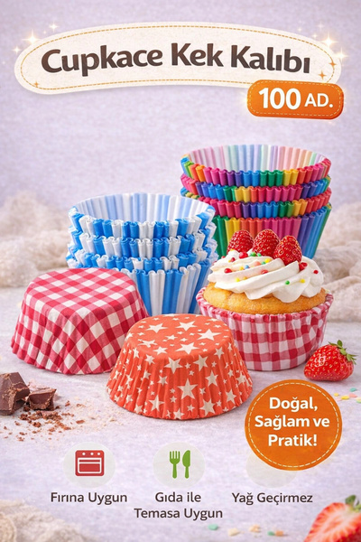 Tilbe Home 100'lü Muffin Kek Kapsülü Mini Muffin Kağıdı Cupcake Browni Kek Ka...