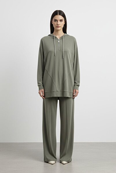 Puane Women's Relaxed Fit Hooded Sweatshirt and Pants Set-14411