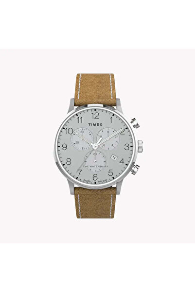 Timex Men's Stainless Steel Tan Band, Silver Dial | Tw2t71200