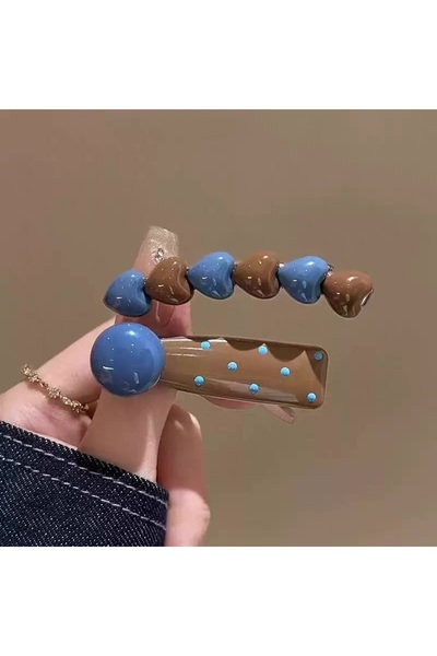 Accessories Кафява и синя сладка клипса с точки за ежедневна употреба