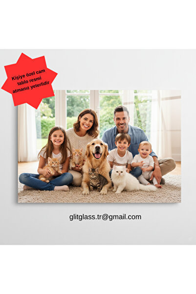 Glit Glass Kişiye Özel Resimli Cam Tablo - Sevgiliye & Aileye Anı Hediyesi - ...