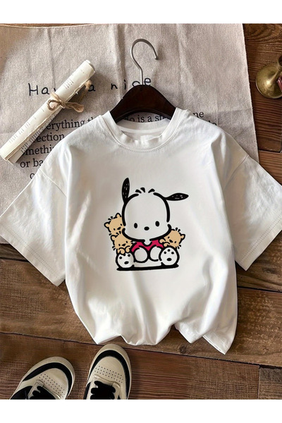 ELAN WEAR Printed Oversize Women'S/Men's Unisex White Tshirt