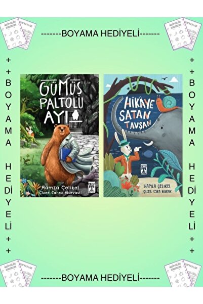Timaş Yayınları Boyamalı - Gümüş Paltolu Ayı - Hikaye Satan Tavşan - Hamza Çe...