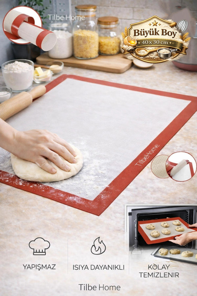 Tilbe Home Fırın Matı Silikon Yanmaz Yapışmaz Kendinden Yağlı Fırın Pişirme K...