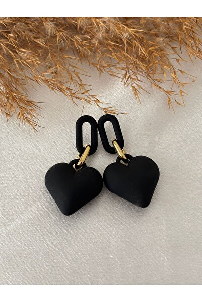 BIJUTERI Heart Figure Chain Detailed Earrings