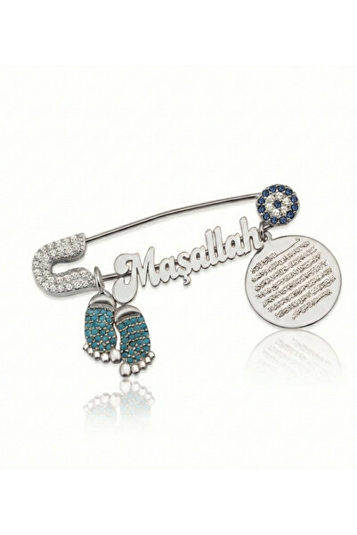 Parmas Design Bebek Yaka İğnesi Maşallah ve Nazar Ayeti Yazılı 925 Ayar Gümüş...
