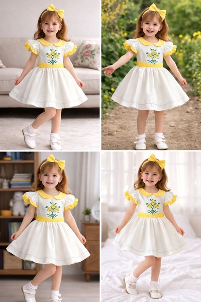 GOLD TEKSTİL Embroidered Girl's Dress