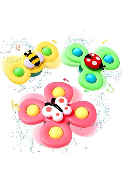 Generic 3 PCS Baby Bath Spinner Toy with Rotating Suction Cup Spinning Top Toy
