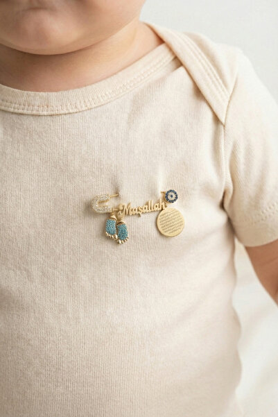 Parmas Design Bebek Yaka İğnesi Maşallah ve Nazar Ayeti Yazılı 925 Ayar Gümüş...