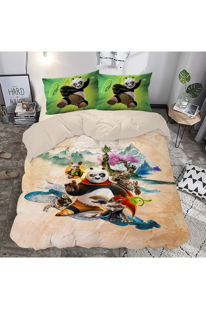 hediyechy Gift Duvet Cover Kung Fu Panda 3D Printed Double Duvet Cover Set