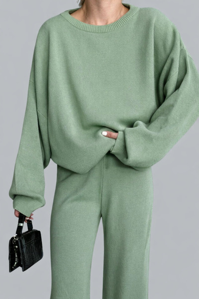 mefru المرأة الصلبة أسفل أعلى البلوز السراويل الأساسية مجموعة التريكو المزدوج