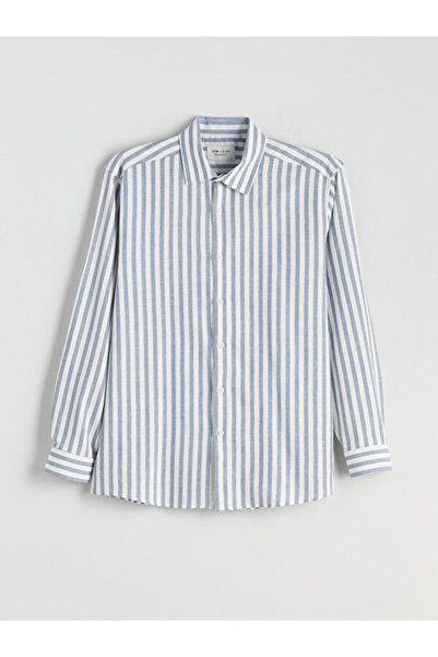 LC Waikiki Rmz Gi̇yi̇m Farkiyla Standard Fit Long Sleeve Striped Men's Shirt