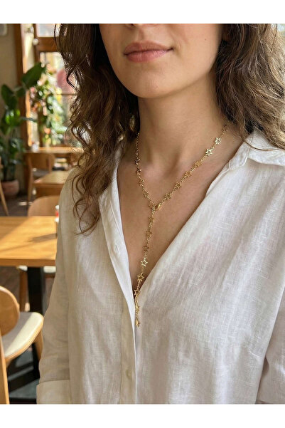 Clariss Pirinç Gold Renk Yıldızlı Kadın Y Kolye