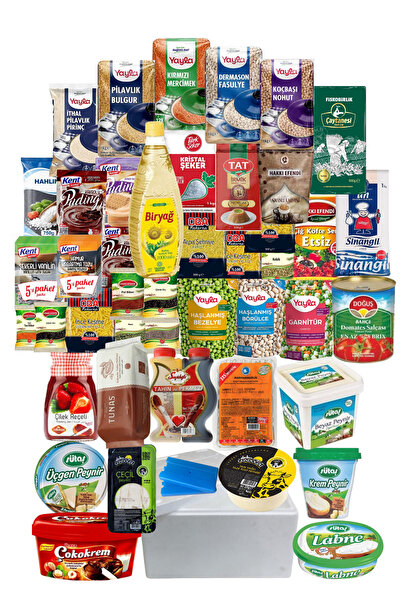 hahline herşey Ramazan kolisi erzak paketi kahvaltılık sahur paketi mega koli 45 parça ürün