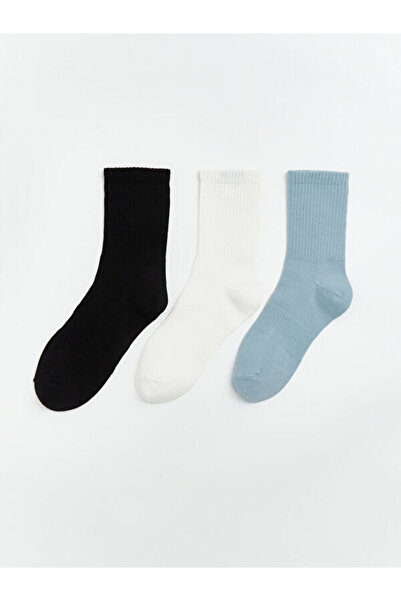 LC Waikiki Rmz Gi̇yi̇m Farki̇yla Women's Flat Socks 3-Piece Set