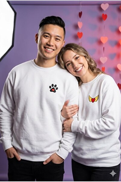 PERISENSE Dear Couple Combination Printed 2-Piece Cotton 3-Yarn Hoodless Over...