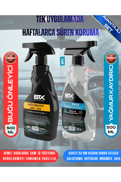 Betax BTXBETAX Yağmur Kaydırıcı 500ML & Buğu Önleyici 500ML - Kristal Netliği...