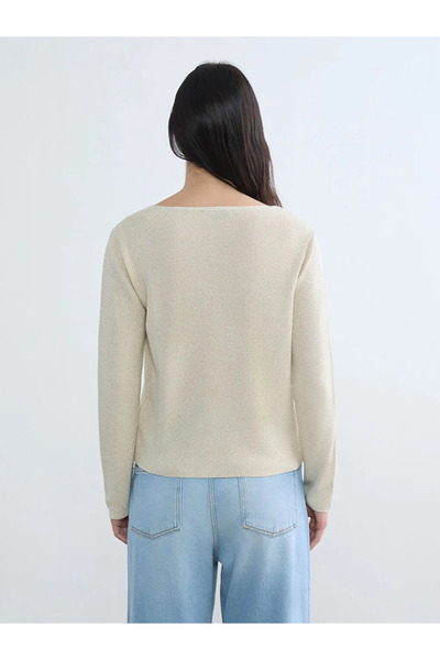 LC Waikiki Pulover tricotat pentru femei cu decolteu în V ecru