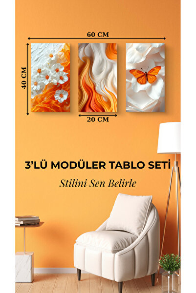Arzande 3 Parça Modüler Metal Tablo Seti Çerçevesiz Modern Seri Kolay Montaj