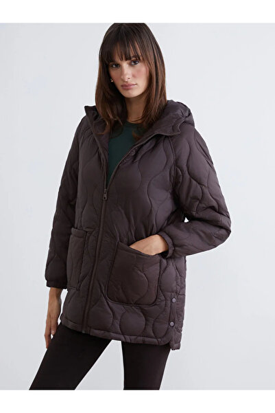 LC Waikiki Brown Hooded Quilted Women's Puffer Jacket