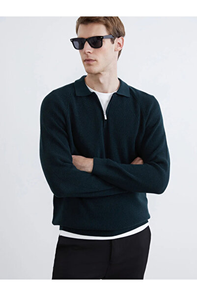 LC Waikiki Green Polo Neck Men's Knitwear Sweater