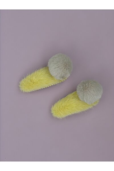 QA Quella Accessories Ponpon Plush Soft Clip Yellow