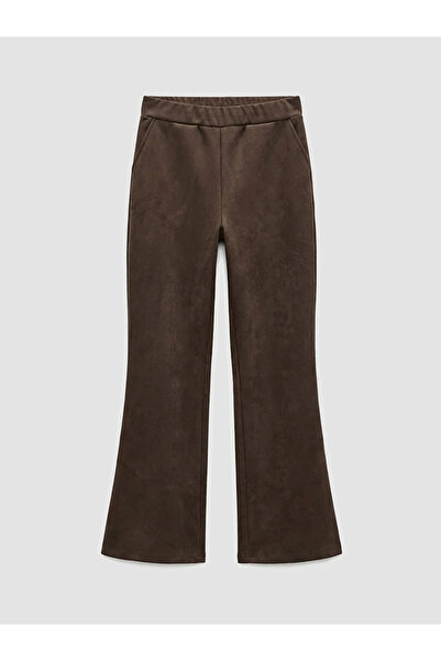 LC Waikiki Καφέ Ισπανικό Γυναικείο Παντελόνι με Σουέτ Εμφάνιση