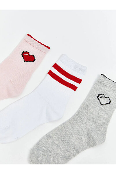 LC Waikiki Чифт от 5 бели шарени чорапи за момичета