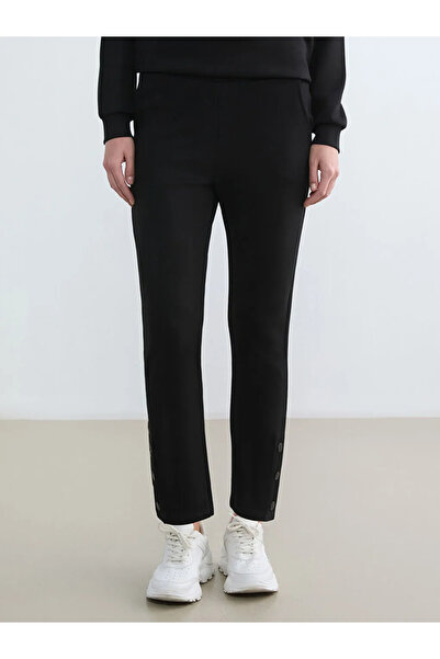 LC Waikiki Black Soft Touch Women's Sweatpants with Elastic Waistband