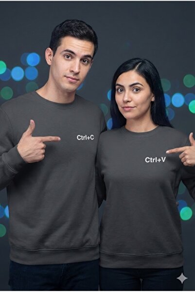 PERISENSE Dear Couple Combination Printed 2-Piece Cotton 3-Yarn Hoodless Over...