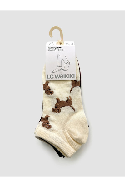 LC Waikiki Beige Patterned Women's Booties Socks 5-Piece