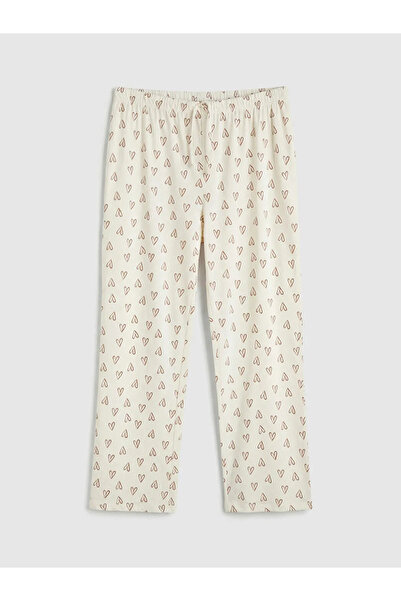 LC Waikiki Beige heart patterned women's pajama bottoms